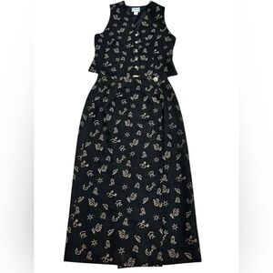 Pendleton Western Themed Wool Wrap Skirt Vest Set Vintage Made USA Size 12